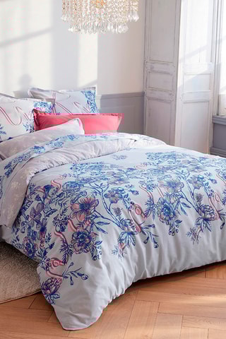 Taie de traversin en coton Jardin Dentelle - 57 fils/cm² - Lilas - 86 x 185 cm