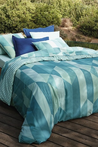 Taie de traversin en coton Variations turquoise - 52 fils/cm² - Turquoise - 86 x 185 cm