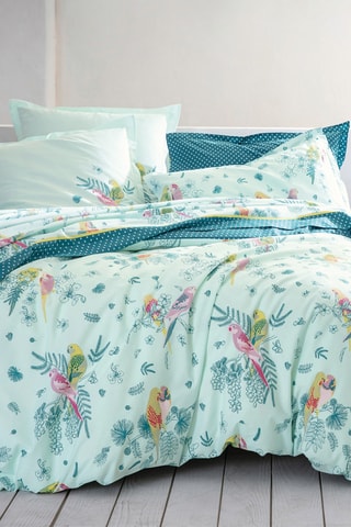 Taie de traversin en coton Amour Perruche - 57 fils/cm² - Vert - 86 x 185 cm