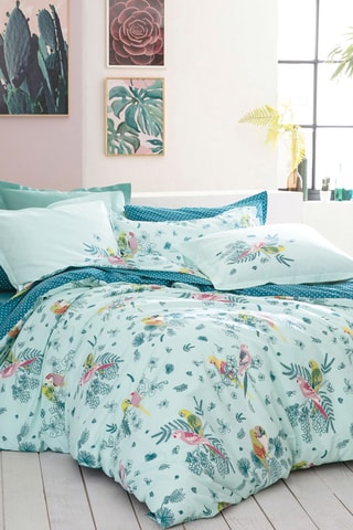 Taie de traversin en coton Amour Perruche - 57 fils/cm² - Vert - 86 x 185 cm