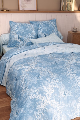 Taie de traversin en coton Fée des rêves - 57 fils/cm² - Bleu - 86 x 185 cm