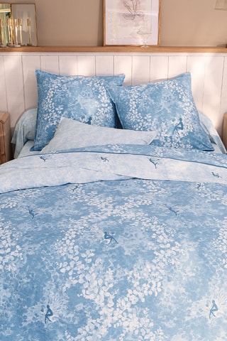 Taie de traversin en coton Fée des rêves - 57 fils/cm² - Bleu - 86 x 185 cm