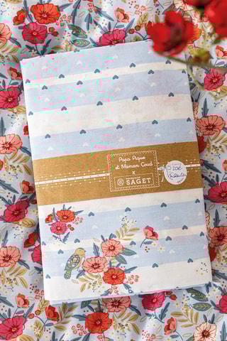 Taie de traversin en coton Horizons Fleuris - 57 fils/cm² - Bleu - 86 x 185 cm