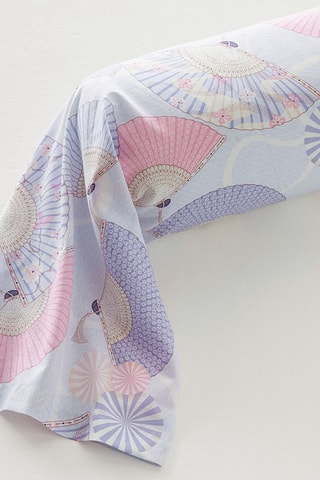 Taie de traversin en coton Princesse aux éventails - 57 fils/cm² - Ciel - 86 x 185 cm