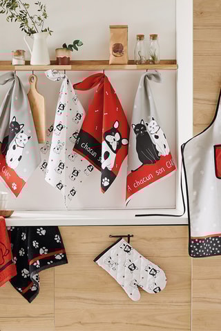 3 serviettes invité Oscar et Gribouille - Noir et blanc - 40 x 40 cm