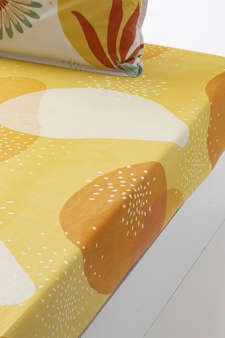 Drap-housse en coton Vague Vitaminée - 57 fils/cm² - Jaune