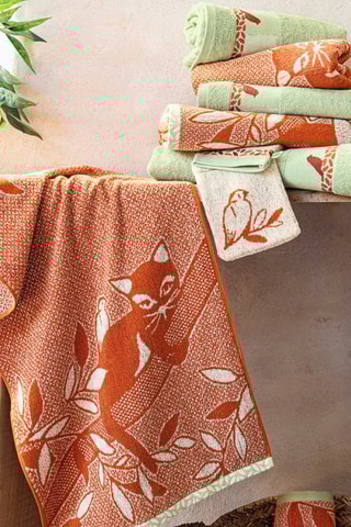 Drap de douche Chats Branche - Orange - 70 x 130 cm