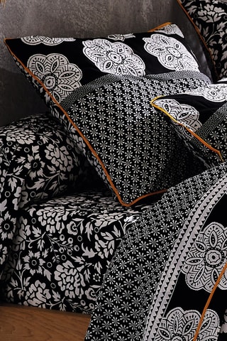 Drap-housse en coton Impressions Ailleurs - 52 fils/cm² - Noir