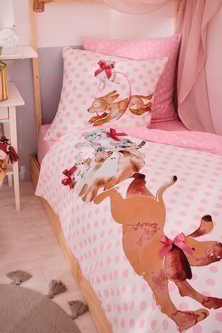 Drap-housse en coton Acrobaties en folie - 52 fils/cm² - Rose