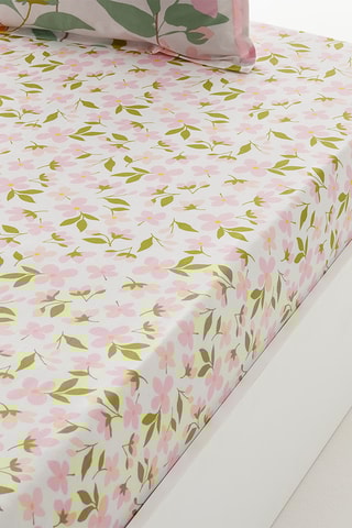 Drap-housse en coton Eclats d'été - 57 fils/cm² - Blanc