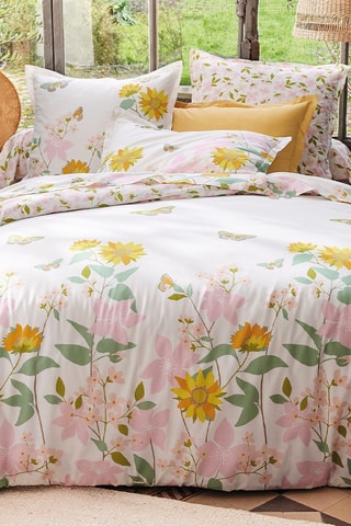 Drap-housse en coton Eclats d'été - 57 fils/cm² - Blanc