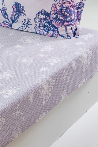 Drap-housse en coton Jardin Dentelle - 57 fils/cm² - Blanc