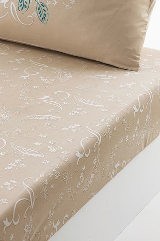 Drap-housse en coton Arabesque - 57 fils/cm² - Beige