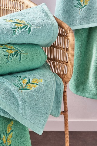 Drap de douche Azur et Mimosa - Bleu - 70 x 130 cm