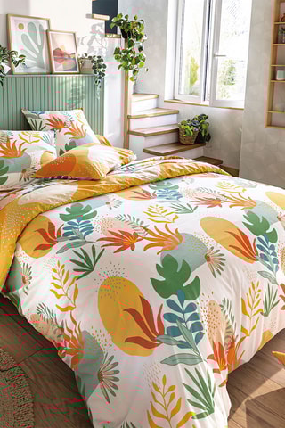 Drap plat en coton Vague Vitaminée - 57 fils/cm² - Blanc