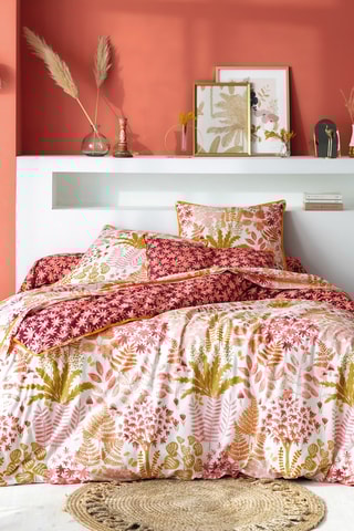 Drap plat en coton La forêt de Lili - 52 fils/cm² - Rose