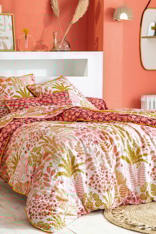 Drap plat en coton La forêt de Lili - 52 fils/cm² - Rose