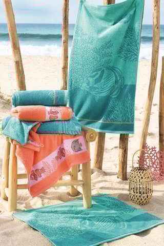Drap de bain Trésors Bora Bora - Corail - 100 x 150 cm