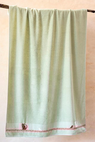 Drap de bain Chat Branche - Jaune pâle - 100 x 150 cm