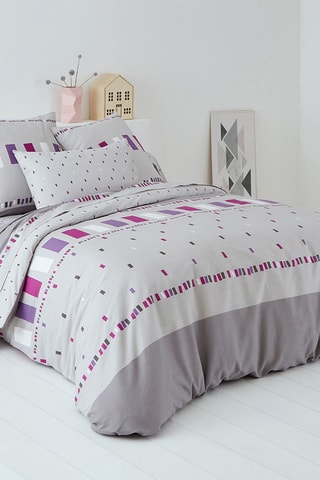 Drap plat en coton Ardoise Améthyste - 52 fils/cm² - Violet - 180 x 290 cm