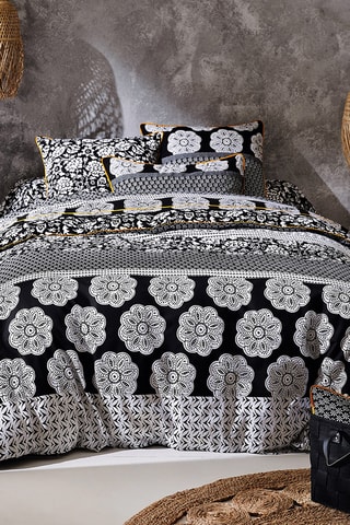 Housse de couette réversible en coton Impression ailleurs - 52 fils/cm² - Noir