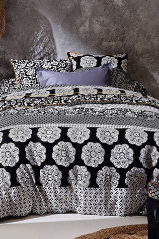 Housse de couette réversible en coton Impression ailleurs - 52 fils/cm² - Noir