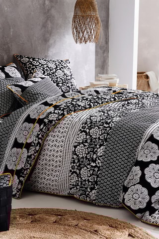 Housse de couette réversible en coton Impression ailleurs - 52 fils/cm² - Noir