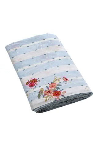 Drap plat en coton Horizons Fleuris - 57 fils/cm² - Bleu