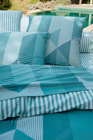 Housse de couette réversible en coton Variations Turquoise - 52 fils/cm² - Turquoise