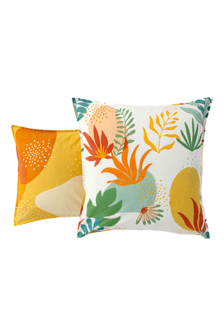 Housse de couette réversible en coton Vague Vitaminée - 57 fils/cm² - Blanc