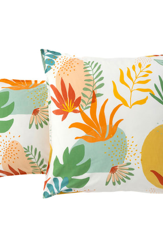 Housse de couette réversible en coton Vague Vitaminée - 57 fils/cm² - Blanc