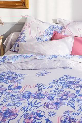 Housse de couette réversible en coton Jardin de dentelle - 57 fils/cm² - Blanc