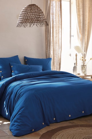 Housse de couette en coton Illico - 57 fils/cm² - Bleu
