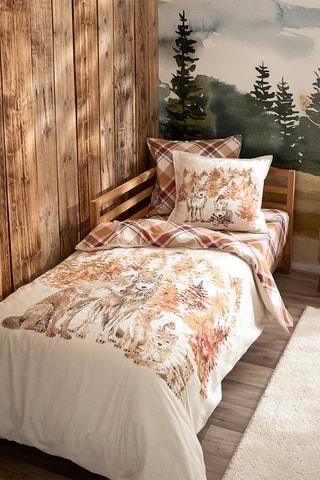 Housse de couette réversible Câlins en forêt - Beige
