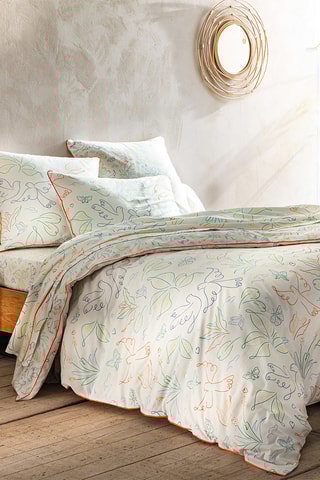 Housse de couette réversible en coton Un Amour de Colombes - 52 fils/cm² - Blanc