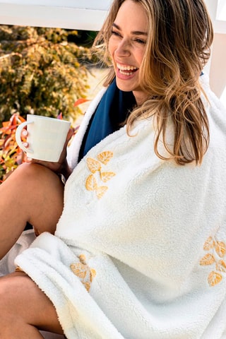 Plaid Feuille Fables enchantées - Blanc - 130 x 170 cm