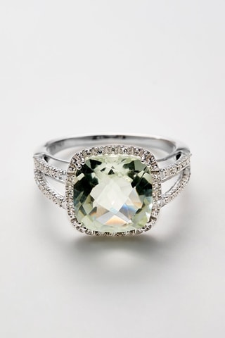 Anillo Divine Améthyste Verte - Oro blanco, diamantes y amatista