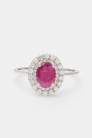 Anillo Aqaba - Oro blanco, diamantes y rubí