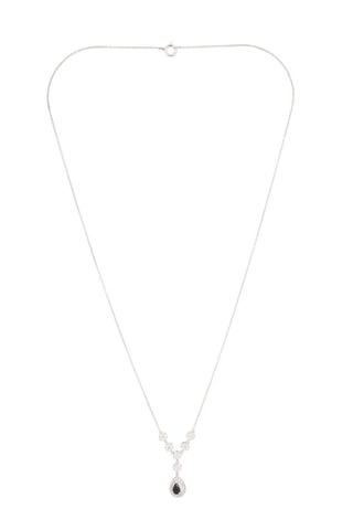 Collar - Oro blanco, diamantes y zafiro