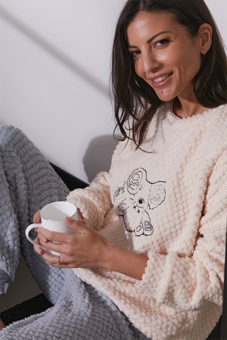 Fleece Pyjama Qalo - Zwart, beige en blauw