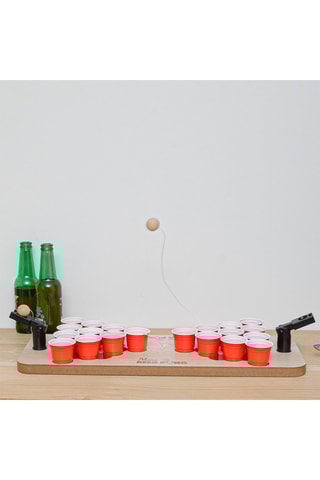 Beer pong catapulte - Rouge et naturel