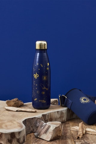 Coffret bouteille isotherme avec pochette - Bleu marine - 50 cl