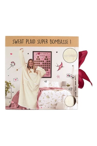 Sweat plaid à capuche "Bombasse" - Beige