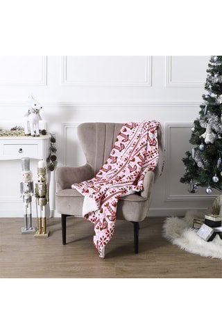 Plaid Nordic Folk - Rouge et blanc - 120 x 150 cm