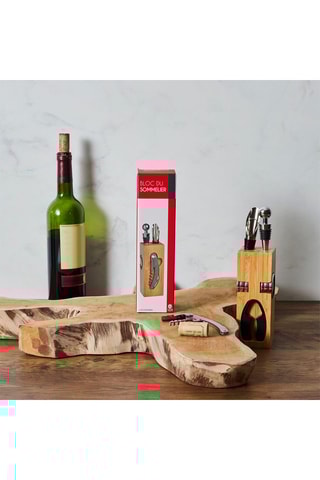 Bloc du sommelier en pin et acier inoxydable - 6 pièces