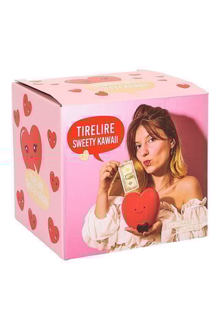 Tirelire en céramique - Rouge - 14,2 x 12,5 x 11,5 cm