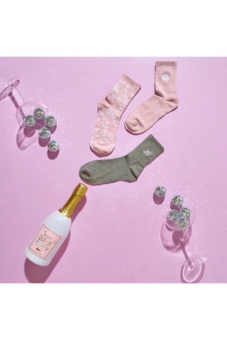 Coffret bouteille avec 3 paires de chaussettes - Rose