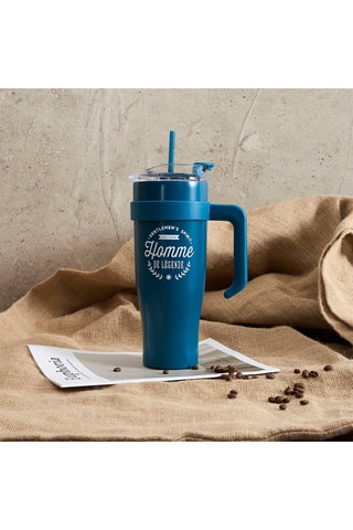 Mug en acier inoxydable et paille XXL homme de légende