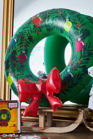 Couronne de Noël gonflable - Vert et rouge