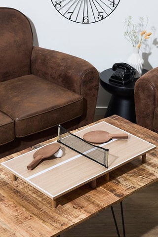 Mini table ping pong en pin - Naturel